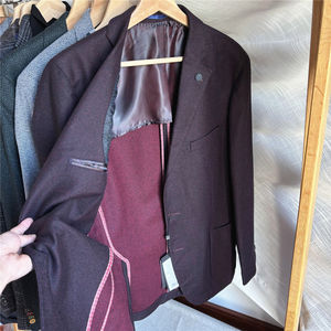<span class=keywords><strong>Veste</strong></span> de costume en laine <span class=keywords><strong>bordeaux</strong></span> haut de gamme pour hommes mode printemps automne <span class=keywords><strong>veste</strong></span> de costume décontracté <span class=keywords><strong>blazer</strong></span> pour hommes - Product Image 3