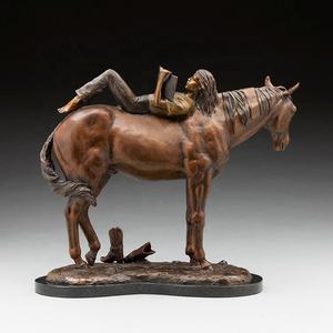 Al aire libre de latón grande hombre caballo estatua de bronce de abuelo y Nieto y escultura de caballo - Product Image 4