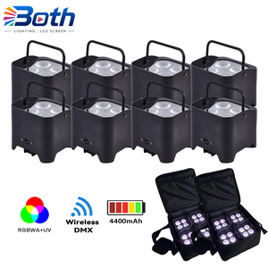 8pcs with 2 bags Portable Wedding Uplight 4x18W RGBWA UV LED Mini Par Can Light with <b>Remote</b> DMX <b>Control</b> - Product Image 1
