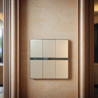 Interrupteur mural MGA Champagne Goud, interrupteur lumineux Champagne Gold, logo personnalisé pour hôtel, maison, 3 gangs, 1 voie avec indicateur LED