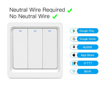Interruptor de Luz Inteligente WiFi Tuya LangYeao de 1/2/3 Botones, Funciona con Alexa y Google Home, con/sin Cable Neutro