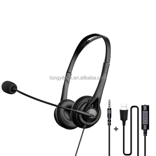 Wired USB Call Center Headset with Mic ENC on Ear Headset With Retractable Headband for Call Center Telephone School Headsets