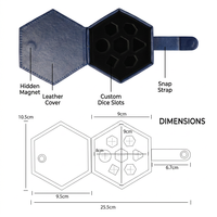 Boîte à dés hexagonale en cuir PU personnalisée avec logo, étui de rangement magnétique portable pour dés de D&D et RPG, pour jeux de société