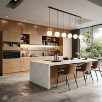Aqua Gallery Foshan Fabricant sur mesure Ensemble de meubles de cuisine de luxe Porte en contreplaqué moderne Cuisine modulaire Îlot de cuisine
