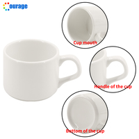 Tasses à sublimation blanches en céramique 180 ml, tasse à café à sublimation enduite avec assiette et cuillère