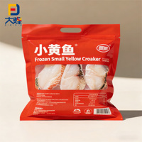 Sacs d'emballage pour aliments congelés en plastique laminé thermoscellé imprimé sur mesure, à trois côtés scellés, plats, pour viande, poisson, crevettes