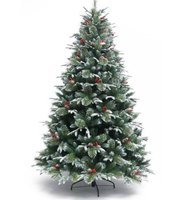 Sapin de Noël avec support métallique, décorations en cône de pin et aiguilles, PET PVC