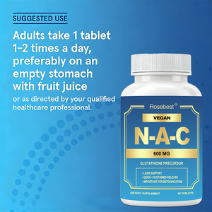 Suplemento de N-Acetilcisteína (NAC) Vegano de Marca Privada OEM al por Mayor, Tabletas de 600 mg con Glutatión Precursor para Antioxidante - Product Image 4