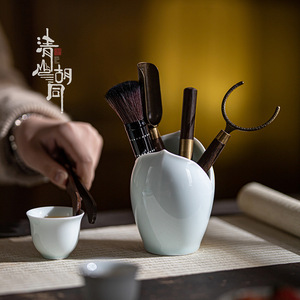 Juego de Utensilios de Cerámica Yingqing para Ceremonia del Té de Loto, Seis Caballeros, 6 Piezas, Utensilios de Té Kung Fu con Cuchara, Cepillo, Pinzas, Aguja - Product Image 2