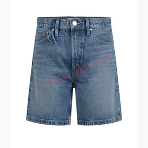 Shorts en jean durables à coupe droite, conçus pour les hommes, tissu durable avec un port confortable, idéal pour les sorties de loisirs - Product Image 1