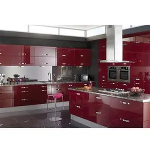 Modern Red Lacquer High Gloss Kitchen Cabinets