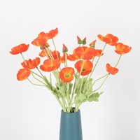 Poppies artificielles en soie de haute qualité, tiges floquées, pliables, rouge, orange, blanc, fleurs de pavot pour la décoration de mariage, de la maison et de la table