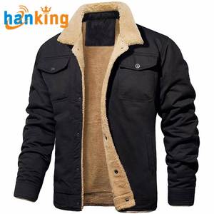 Nouvelles vestes d'automne et d'hiver pour hommes, rembourrées en coton, élégantes, décontractées, couleur unie, coupe-vent, en denim, col à revers, manteau épais et chaud - Product Image 4