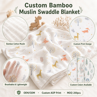 Wholesale Bamboo Cotton <strong>Baby</strong> Muslin Gauze Bath Towel 120x105cm Double Layer Soft Newborn Swaddle Blanket OEM Custom Print