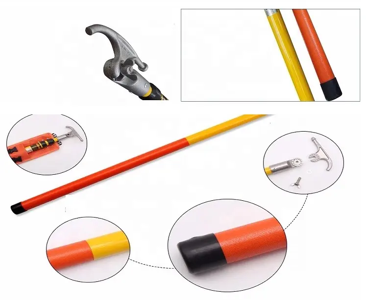 High voltage electric fiberglass triangular telescopic hot stick with insulation telescoping for electrical power 8' 40ft 8m 12m