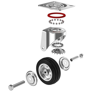 Roulettes de chariot à frein pivotant et verrouillable en caoutchouc massif noir galvanisé, résistantes à <span class=keywords><strong>l</strong></span>'huile, de 3, 3,5, 4, 5, 6 et 8 pouces - Product Image 5