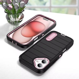 เกราะป้องกันโทรศัพท์2ชั้นกันกระแทกสำหรับ iPhone 16 PRO MAX เคส14 13 Mini 12 11 x XR XS พับได้กรอบลายทาง - Product Image 4