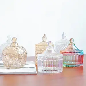 Wedding Candy Jar Candle Container Food Jars with Lid Colorful Tent Shaped Crystal Clear Iridescent Glass Luxury Kitchen 3-7days