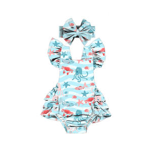 HY-045-ZXL Ropa para Bebés, Vestido con Volantes, Espalda Descubierta, Tirantes, Mono con Estampado de Fresas para el Verano - Product Image 3