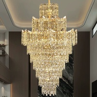 Grand Lustre Suspendu en Cristal pour Villa, Escalier, Salon, Couloir, Allée, Idéal pour Grands Bâtiments et Duplex