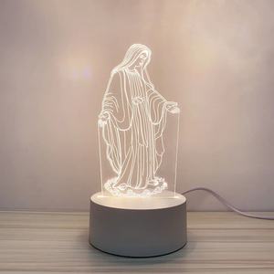 Fabrik anpassen Jesus Nachtlicht Günstige 3D Acryl Led Lampe Jungfrau Maria Illusion Acryl 3D Lichter Kirche Muster Home Decor - Product Image 2