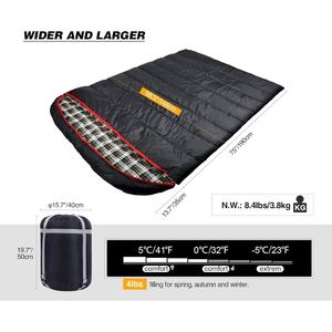Doppellagiger, Breit Geschnittener und Wasserdichter 3-Jahreszeiten-Camping-Doppelschlafsack – Warmer Innenschlafsack mit Kapuze - Product Image 6