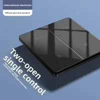 Interrupteur à bouton-poussoir ultra-mince de type 86, 58 mm, 10A, panneau en plastique noir dissimulé pour usage domestique, résistant à la friction