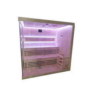 Cabine de sudation en bois de pruche canadien importé, bancs double couche, pour maison, hôtel et gîte, personnalisable par Foshan - Product Image 4