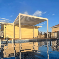 Sistemas de Pérgolas con Recubrimiento de Polvo de Aluminio, Pérgola Exterior con Control Motorizado para Techo de Terraza de Jardín