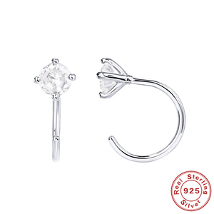 Aros en Forma de C CANNER, Aros con Circonitas, Aros Perforados, Joyería de Plata S925 para Mujeres y Niñas - Product Image 5