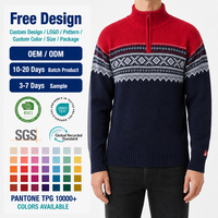 Herren Strickpullover mit Viertelreißverschluss und Stehkragen in Bordeauxrot, Winterwarmer Pullover, Maßanfertigung, Direktvertrieb ab Werk