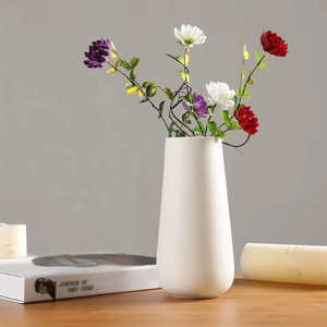 Vase à fleurs en céramique blanche, support décoratif pour fleurs, pour table, maison, bureau, salon, décoration intérieure, pots et jardinières - Product Image 3