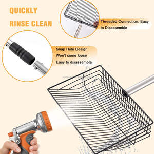 Scooper di pollo e paletta da setacciare con manico regolabile a 4 stadi per la pulizia del pollaio - Product Image 4