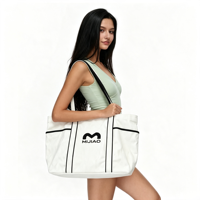 Sac fourre-tout en toile recyclée écologique et durable, motif lettre, réutilisable, pour transfert thermique, taille moyenne, vente en gros
