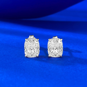 Bijoux fins, boucles d'oreilles <span class=keywords><strong>en</strong></span> argent sterling 925, zircon blanc taille carrée 3 carats - Product Image 2