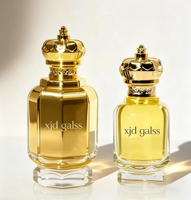 Flacon de parfum en verre vide de luxe personnalisé, transparent, avec pompe à sertir, 50 ml, 100 ml, écologique, recyclable, avec boîte d'emballage et pulvérisateur à pompe