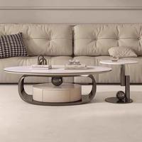 Ensemble de tables basses en pierre frittée moderne de luxe, cadre en acier inoxydable, meubles de designer populaires pour le salon, table centrale pour la maison