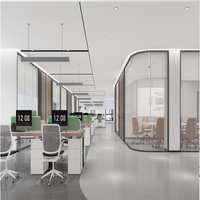 Cloison panoramique en verre simple, cadre en aluminium de 80 mm, séparateur d'intérieur pour bureau, école, hôpital