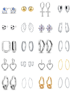 Boucles <span class=keywords><strong>d</strong></span>'oreilles clous en argent plaqué or, motif étoile, lune, soleil, planète bleue, zircon scintillant, accessoire <span class=keywords><strong>d</strong></span>'ambiance pour soirée - Product Image 1