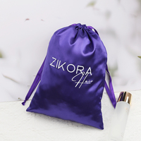 Sac à cordon en satin avec logo personnalisé, emballage cadeau en soie de luxe, pochette colorée pour perruque, bijoux, accessoires de cosplay, sac de rangement