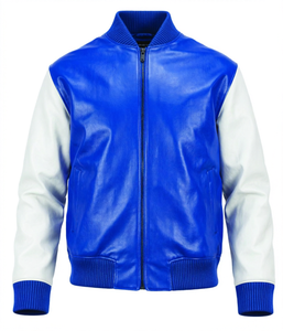 Men <b>Leather</b> Bomber <b>Jacket</b> Collar <b>Long</b> Sleeve Casual Winter Outerwear - Product Image 1