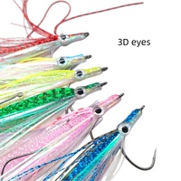 Leurre de pêche à la mouche artificiel 85 mm à double hameçon, effet lumineux, yeux 3D réalistes, tinsel flash, pour eau salée - Prix de gros