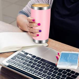 Pink Stainless Steel Tumbler 20oz Double Wall Vacuum Insulated <b>With</b> <b>Lid</b> And Straw Reusable BPA Free For Office Car Travel - Product Image 2