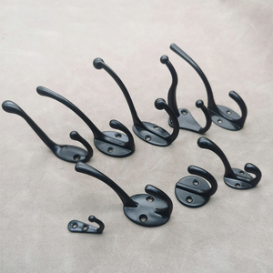 Patère murale noire double <span class=keywords><strong>pour</strong></span> vêtements, idéale <span class=keywords><strong>pour</strong></span> salle de bain, cuisine, chambre, couloir, avec vis - Product Image 1