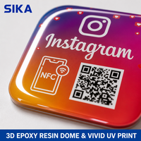 Carte de visite étanche RFID NFC SIKA avec puce NTAG213 pour l'hôtellerie et les paiements, utilisable pour les avis et les évaluations sur les réseaux sociaux