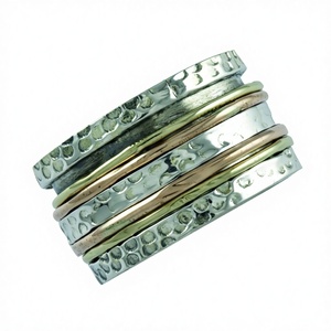 92.5 Sterling Silver Triple Tone Unisex <b>Spinner</b> <b>Ring</b> for Engagement Wedding Party or Anniversary Gift-Indian Supplier - Product Image 1