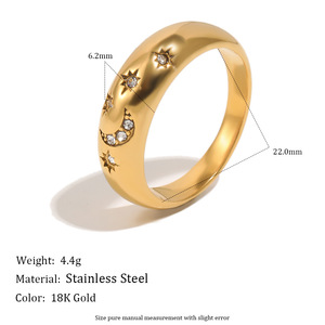 Anello Minimalista Vintage con Stella e Luna in Acciaio Inossidabile, Gioiello Elegante Ipoallergenico e Delicato sulla Pelle - Product Image 2