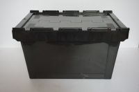 Bacs de manutention alimentaire en plastique empilables avec couvercle intégré, colorés, pour le transport et le stockage