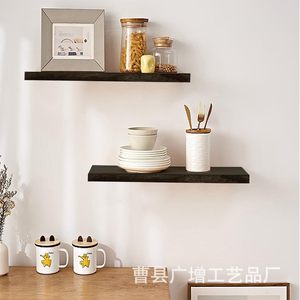 Solid Wood Wall Mounted <b>Shelf</b> 40x15x2.5cm Rectangle Multipurpose Hanging Storage <b>Rack</b> For Living Room Bathroom Decoration - Product Image 4