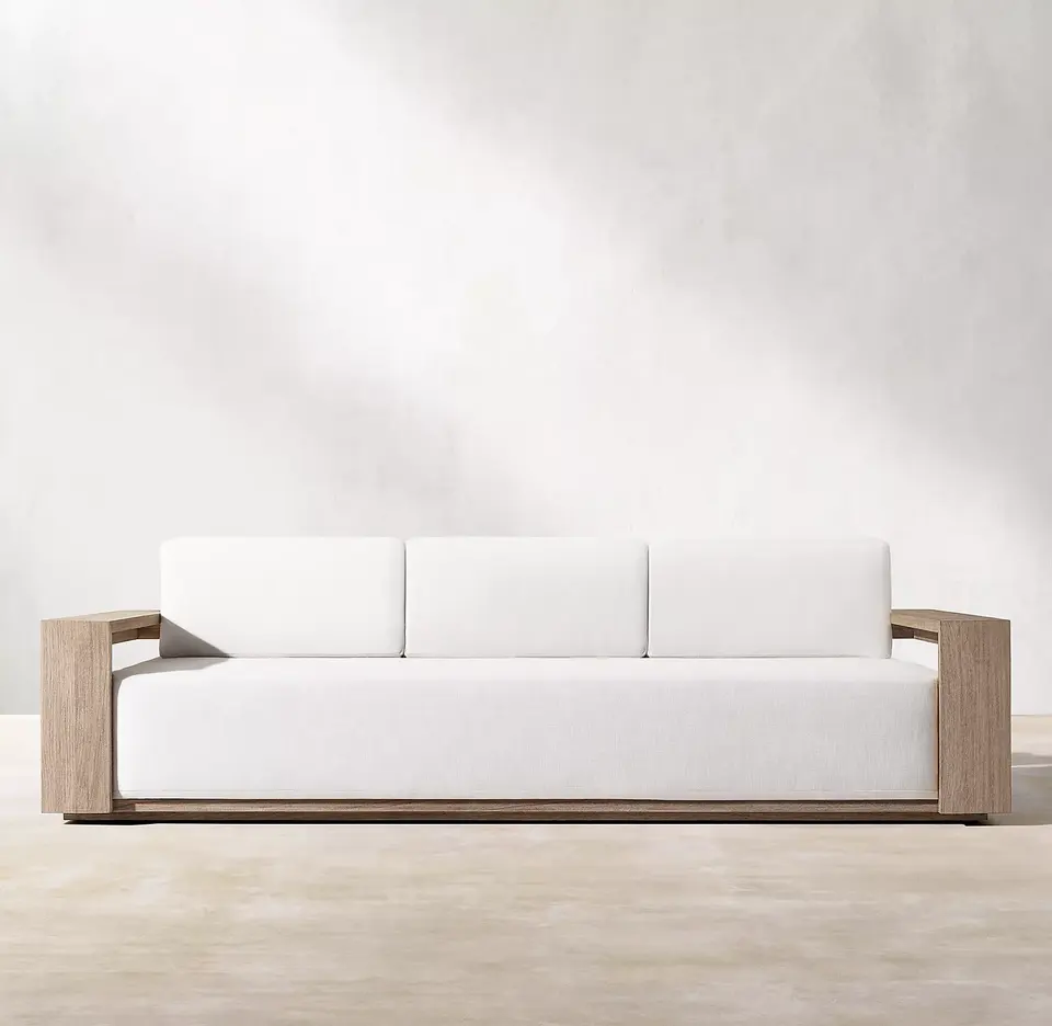 New arrival luxury modern teak wood patio garden sofa sets outdoor furniture